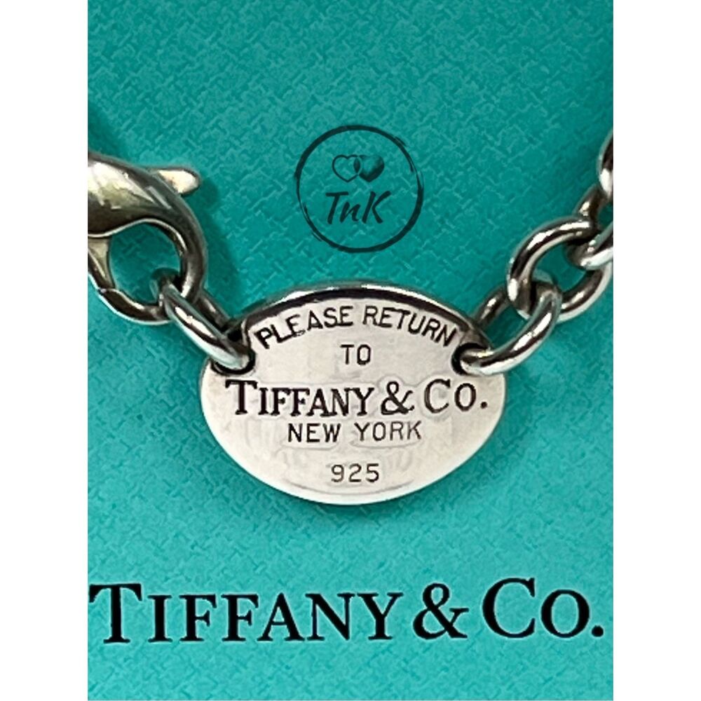 Tiffany & Co Return To Tiffany Oval Tag Choker Necklace- 925 Silver - 15.5" - Picture 9 of 16
